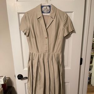 Vintage Calvin Klein Button Up Collared Tan Dress